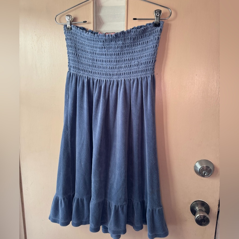 Juicy Couture Textured Blue strapless dress